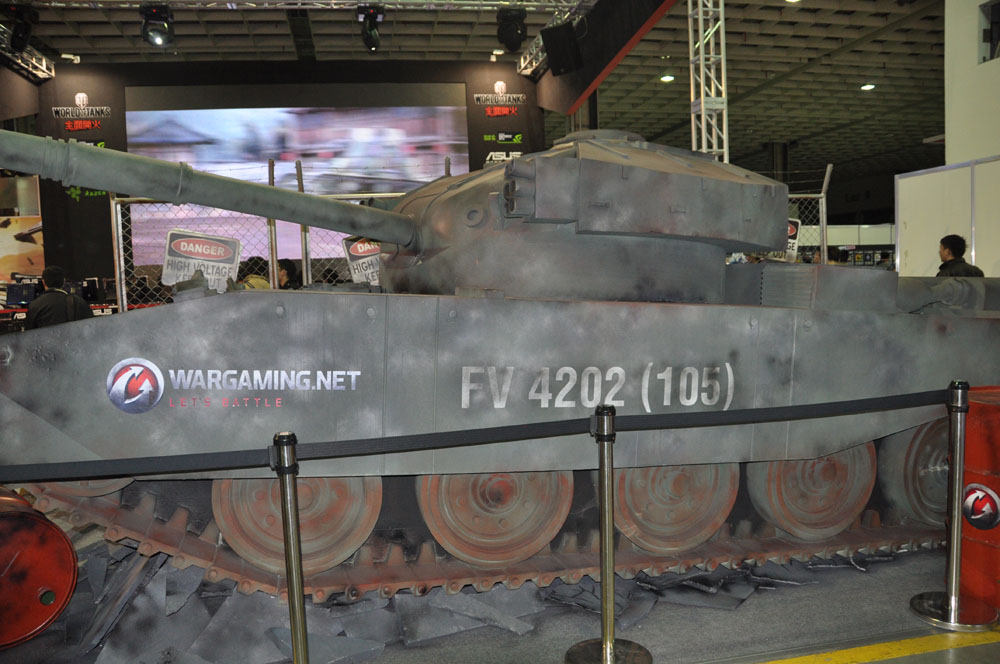 Wargaming.netは「World of Tanks」の中文版クライアントで台湾でのサービスを行なっている。大きな戦車を会場に搬入し、アピールしていた
