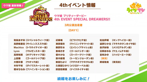 ウマ娘 ライブイベント 4th Event Special Dreamers 開催決定 Game Watch