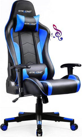 GTRACING Gaming Chair with Bluetooth Speakers Gamer Office Computer Ergonomic Video Game Chair Heavy Duty Swivel Desk Chair Gray 