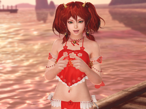 その腹掛け丈短すぎない!? 「DOAXVV」、新SSR水着「鬼福招来」を実装