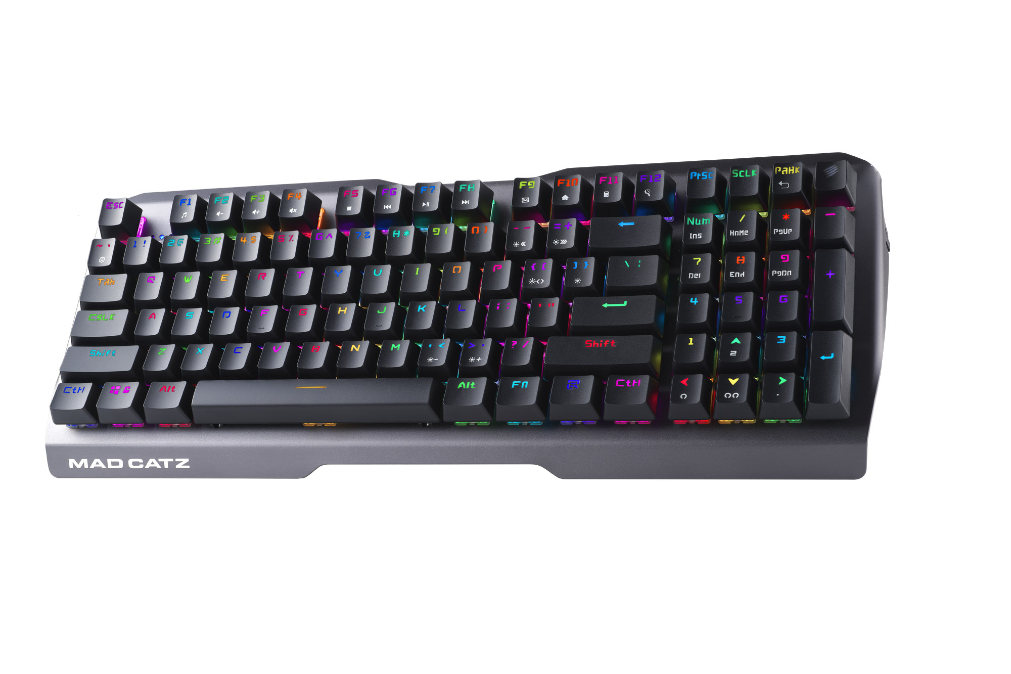 キーボード MECHANICAL GAMING KEYBOARD Mad Catz、アルミボディのスタイリッシュ赤軸メカニカルキーボード