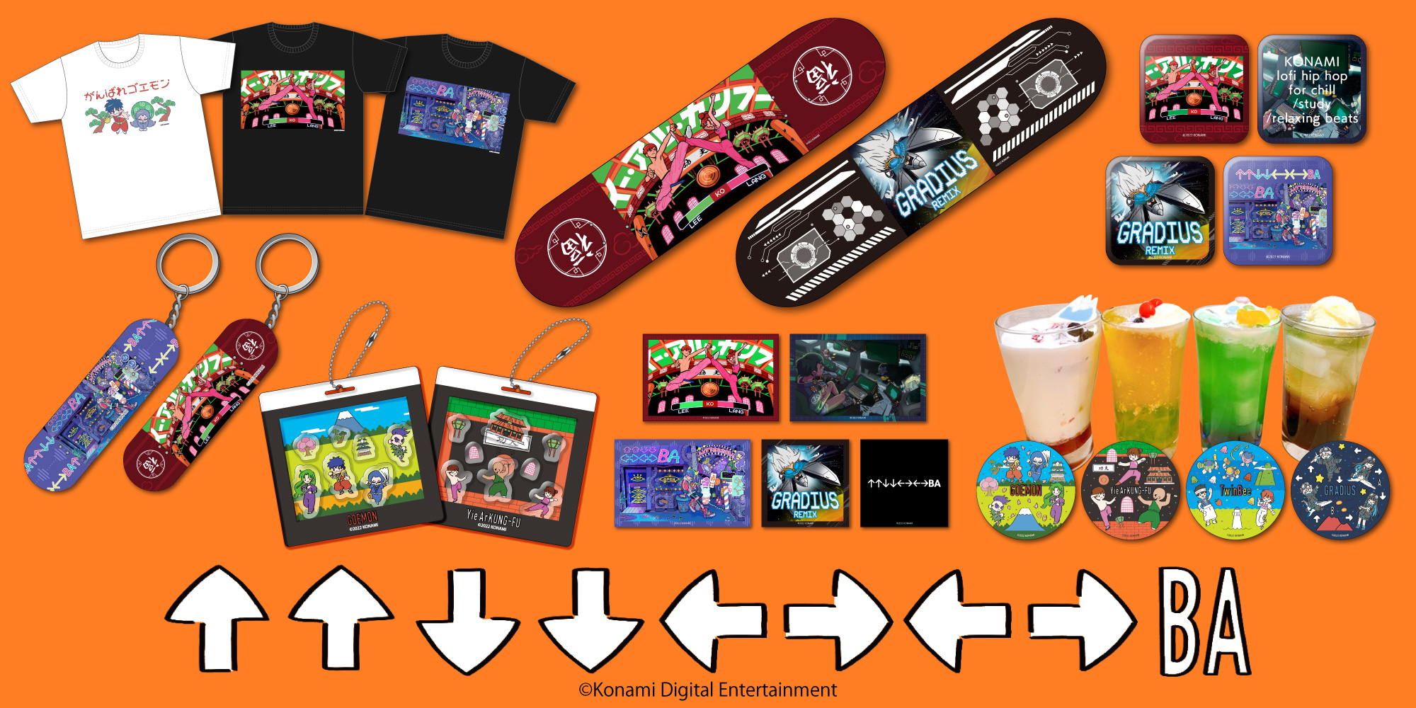 コナミの隠しコマンド Ba 35周年記念コラボカフェ グッズショップを開催 Game Watch