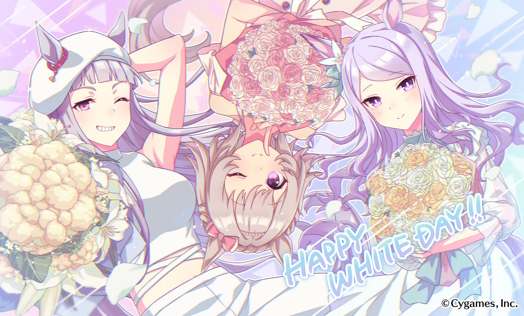 ウマ娘」、ホワイトデーイラストを公開。ゴルシが持つ花束は