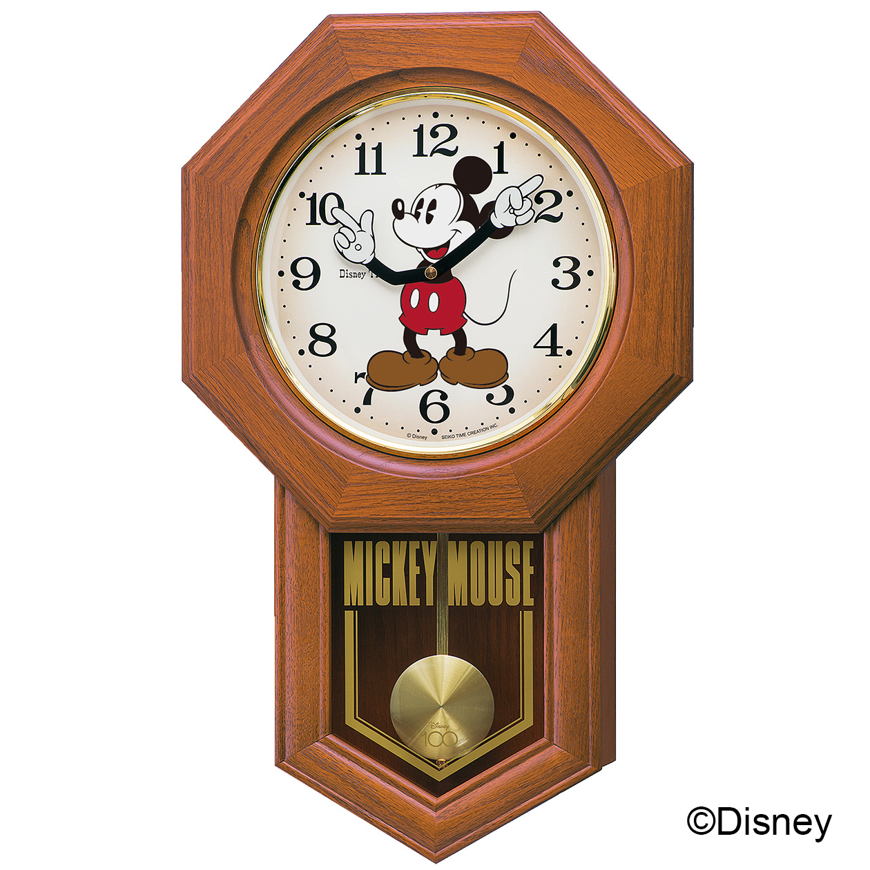 ディズニー100周年記念！ ミッキーが時間を指し示すクラシカルな掛時計
