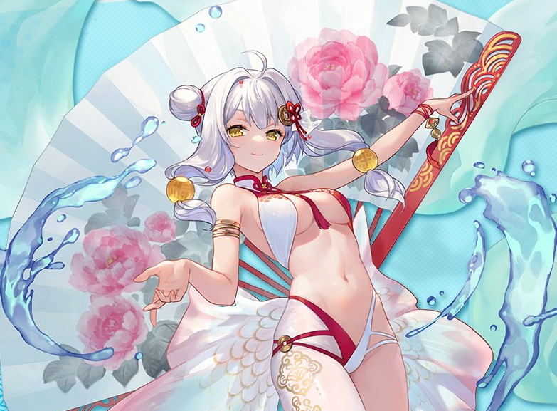 ふくひめ　8の姫　(水彩画) 雀魂」にて福姫のうごく着せ替え「バカンス☆ビーチ」がもうすぐ登場