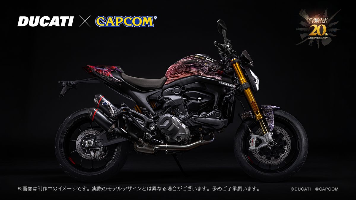 バイク「Monster SP」に“ミラボレアス”の顔をプリントした「モンハン