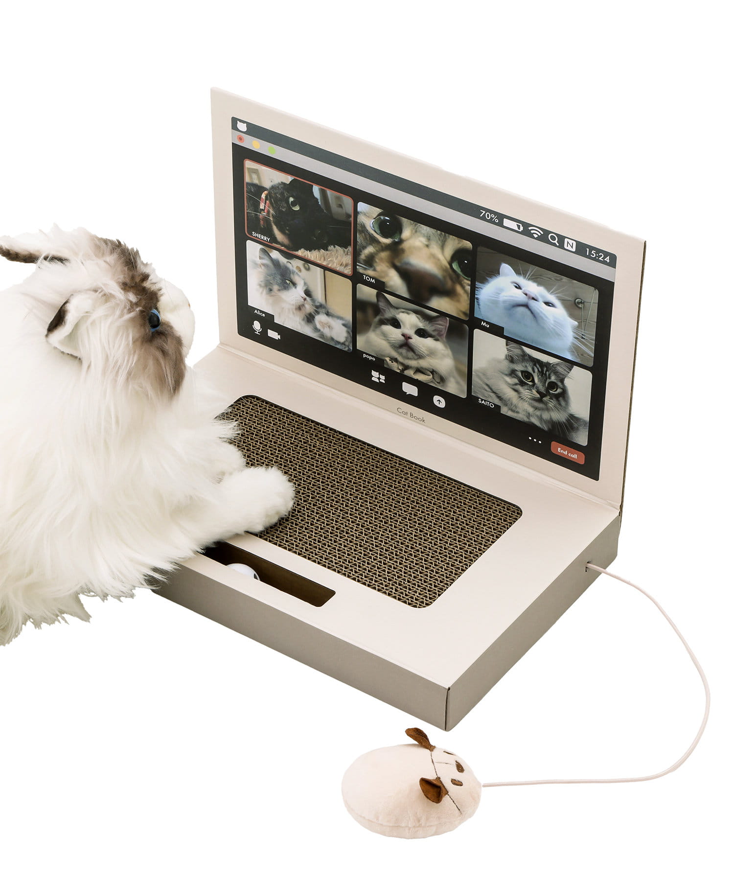 猫猫PC ノートPCのような“ネコ用爪とぎ”が3COINSより販売中 - GAME Watch