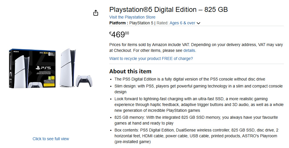 海外向けに容量825GBのPS5が海外Amazonに登場 - GAME Watch