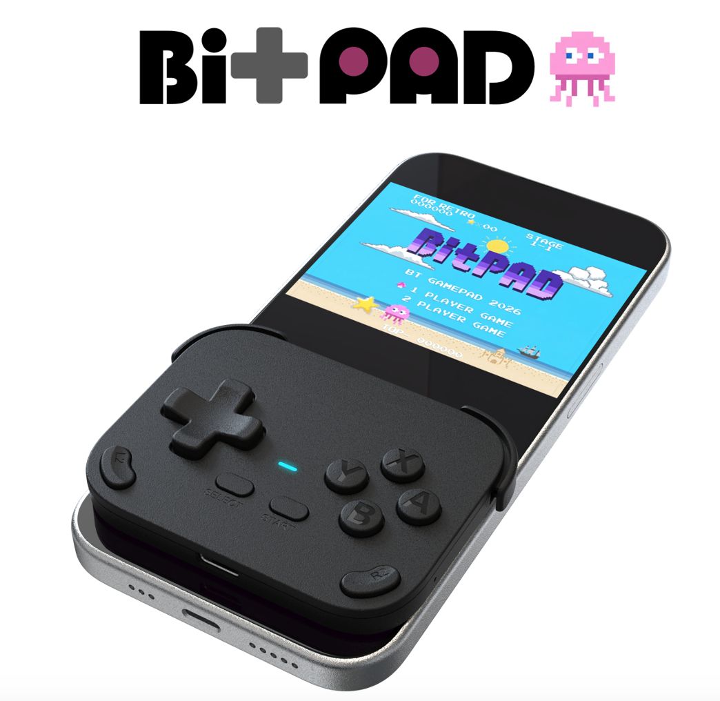 スマホのゲームパッド スマホに重ねて使用できる薄型Bluetoothゲームパッド「BitPAD」が7月