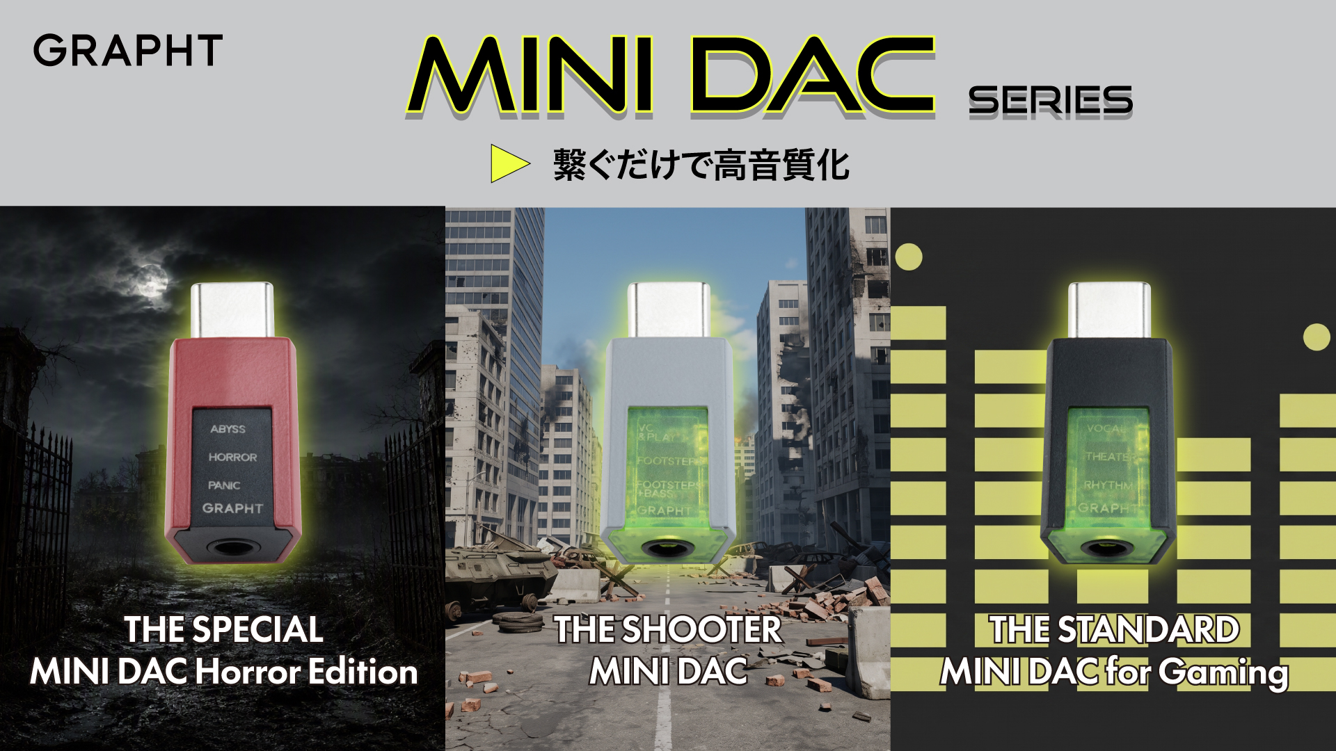 GRAPHTから新たなゲーミングDAC「Mini DAC」が9月30日発売！ FPSやホラーゲーム特化モデルも登場 