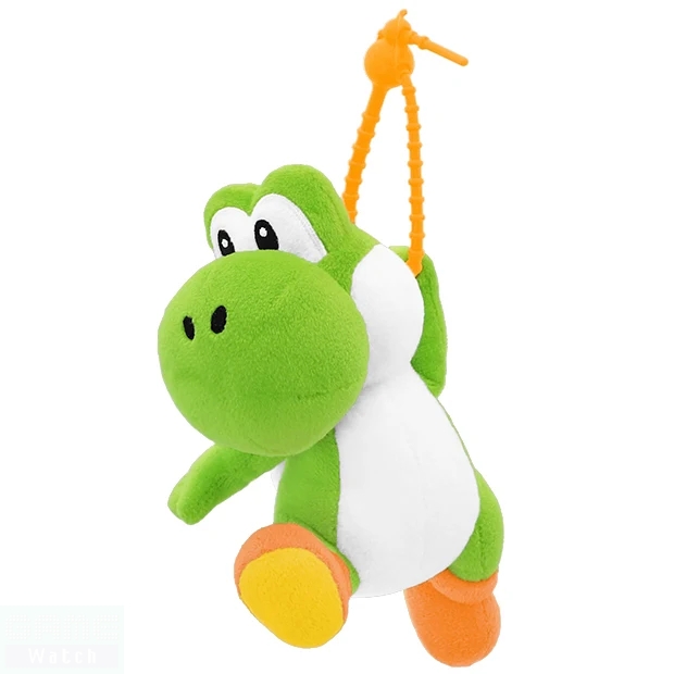 【マリオ】USJで、ポーズがかわいいヨッシーの新キーチェーンが販売中チェーンに片手で捕まる、アクション感のあるポーズが特徴